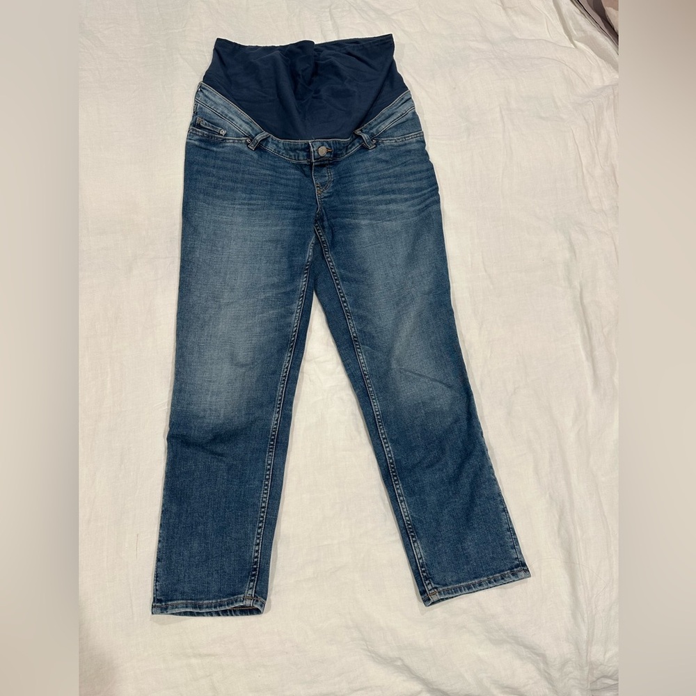H&M Mama maternity medium wash straight ankle jeans size small